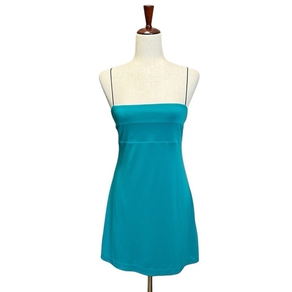 Silence + Noise Teal Green Strappy Thick Slip Mini Dress. Size Medium #969 - Picture 7 of 7